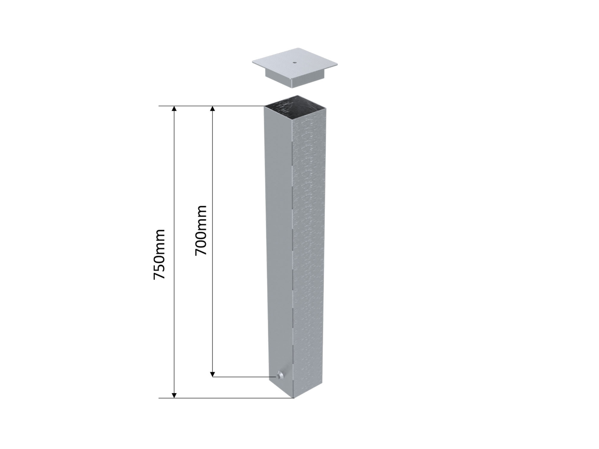 Fourreau carré en acier galvanisé pour but de basketball 100×100 mm – Image 3