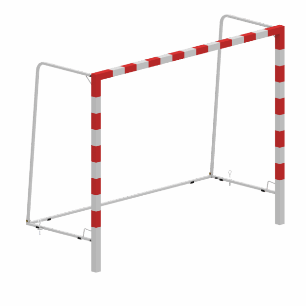 But de handball à sceller – acier galvanisé plastifié rouge et blanc 3 × 2 m