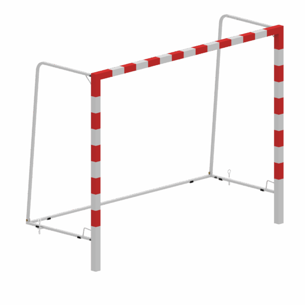 But de handball à sceller – acier galvanisé plastifié rouge et blanc 3 × 2 m