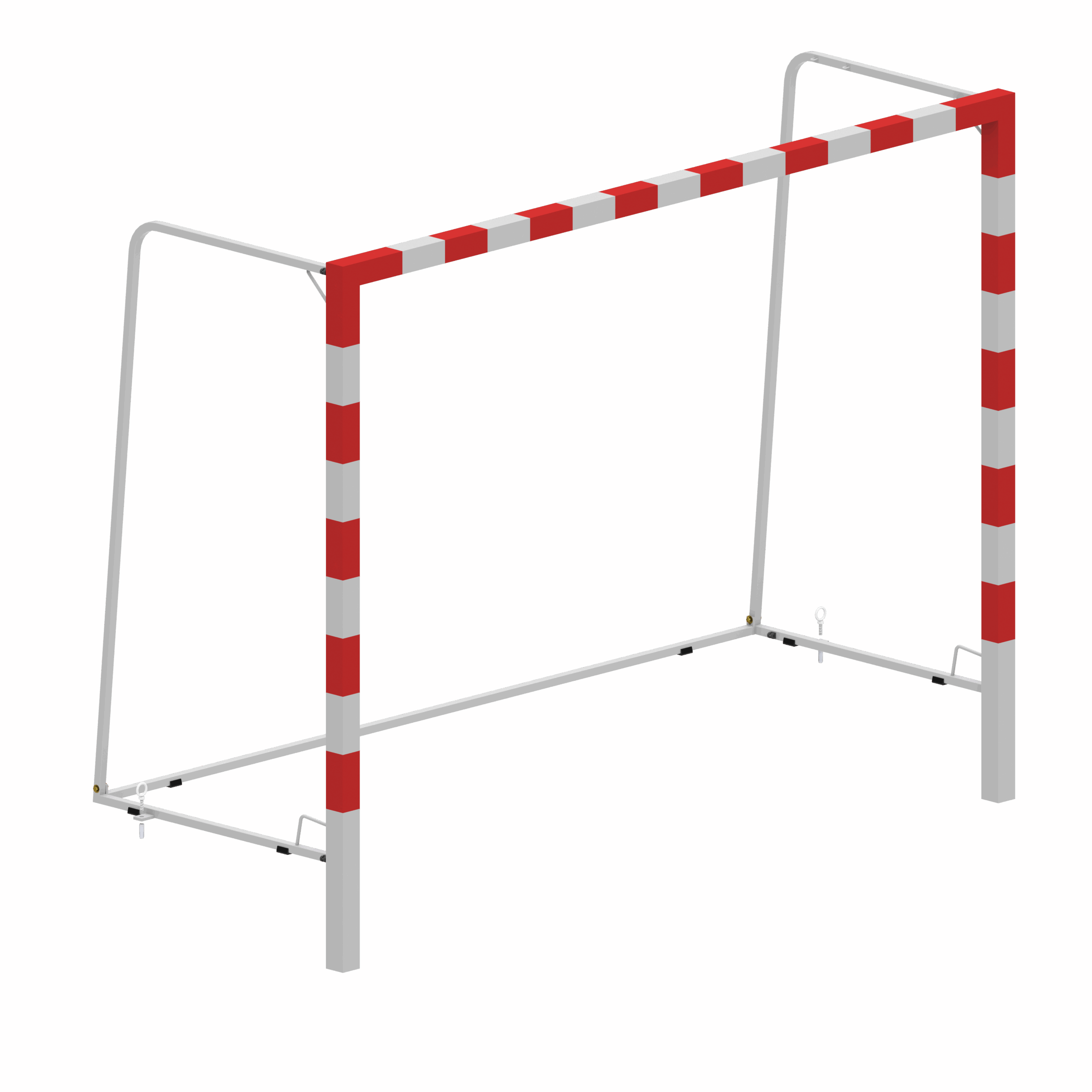 But de handball à sceller – acier galvanisé plastifié rouge et blanc 3 × 2 m