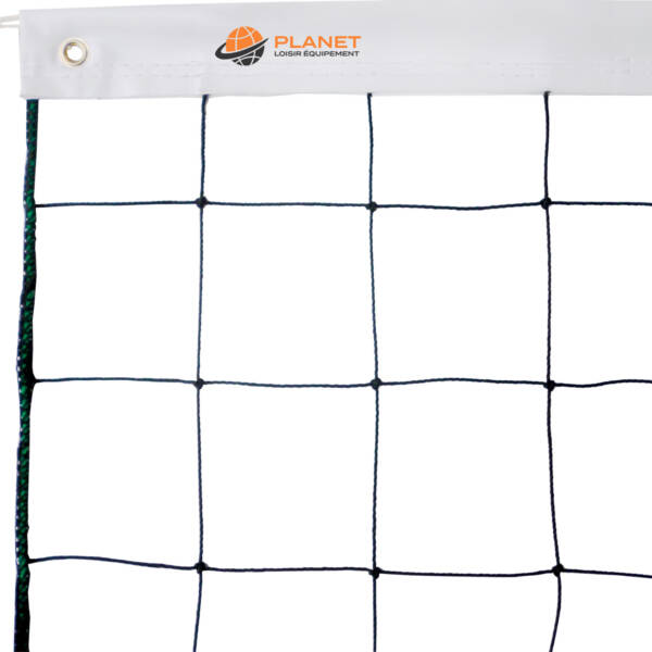 Filet de volleyball en fil câblé 2 mm – noué avec bande PVC blanche