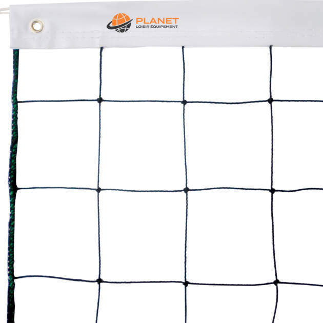 Filet de volleyball en fil câblé 2 mm – noué avec bande PVC blanche