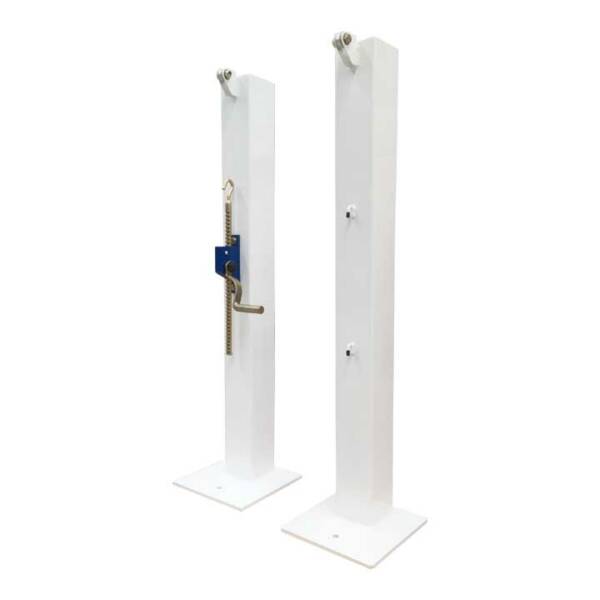 Poteaux de tennis sur platine – acier galvanisé plastifié blanc 80×80 mm