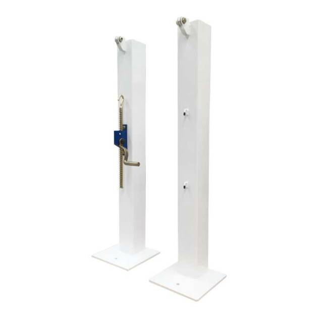 Poteaux de tennis sur platine – acier galvanisé plastifié blanc 80×80 mm